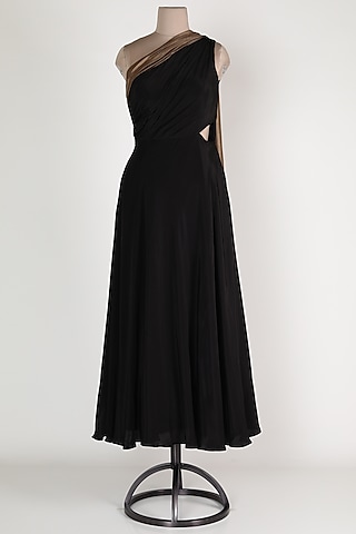 Black One Shoulder Gown by Renee Label