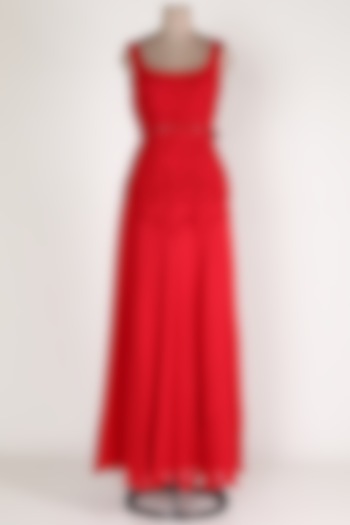 Red Thread Embroidered Gown by Renee Label