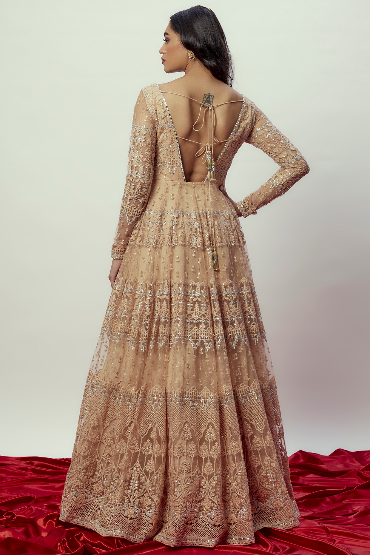 Maroon Designer Anarkali Gown In Rayon With Lucknowi Chikankari Embroi –  garment villa