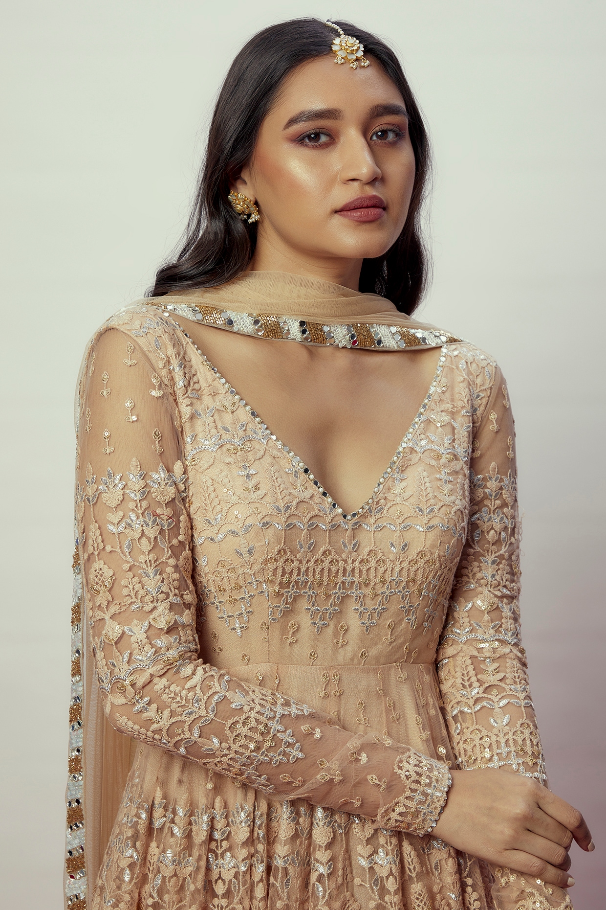 Buy Online in India | White and Gold Anarkali | Label Shaurya Sanadhya