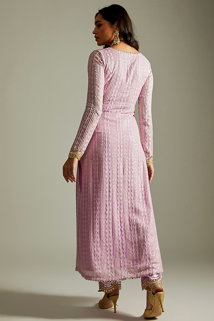 Lilac Georgette Embellished Kurta Set by Renee Label at Pernia's Pop Up Shop