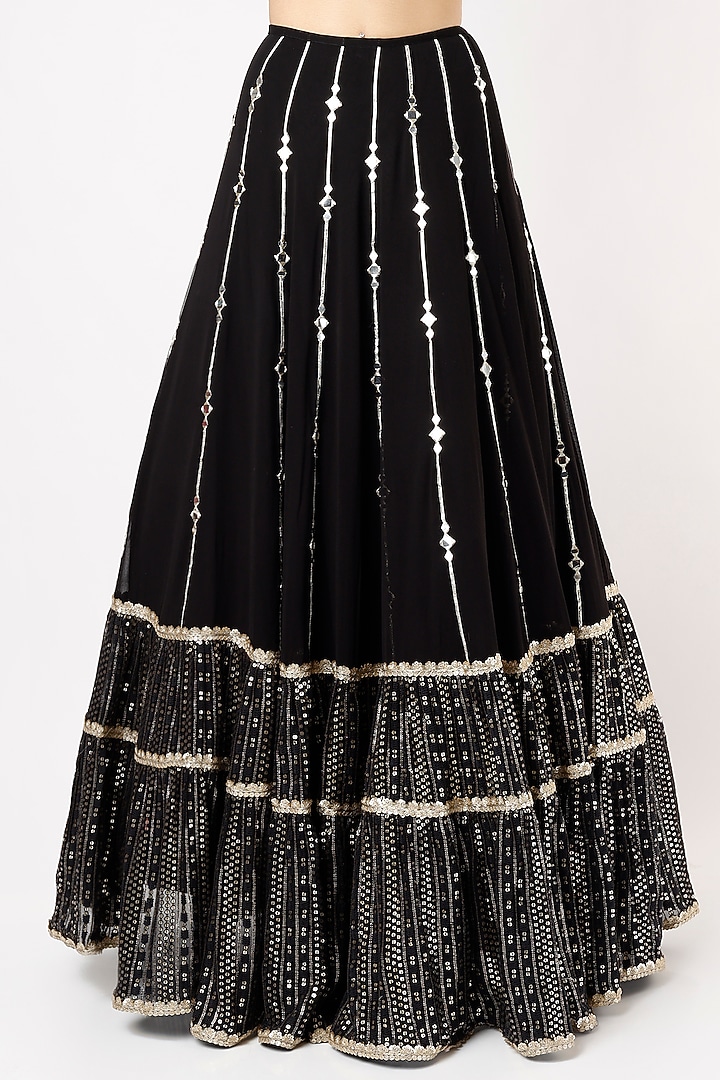 Midnight Black Embroidered Wedding Lehenga Set by Renee Label at Pernia's Pop Up Shop