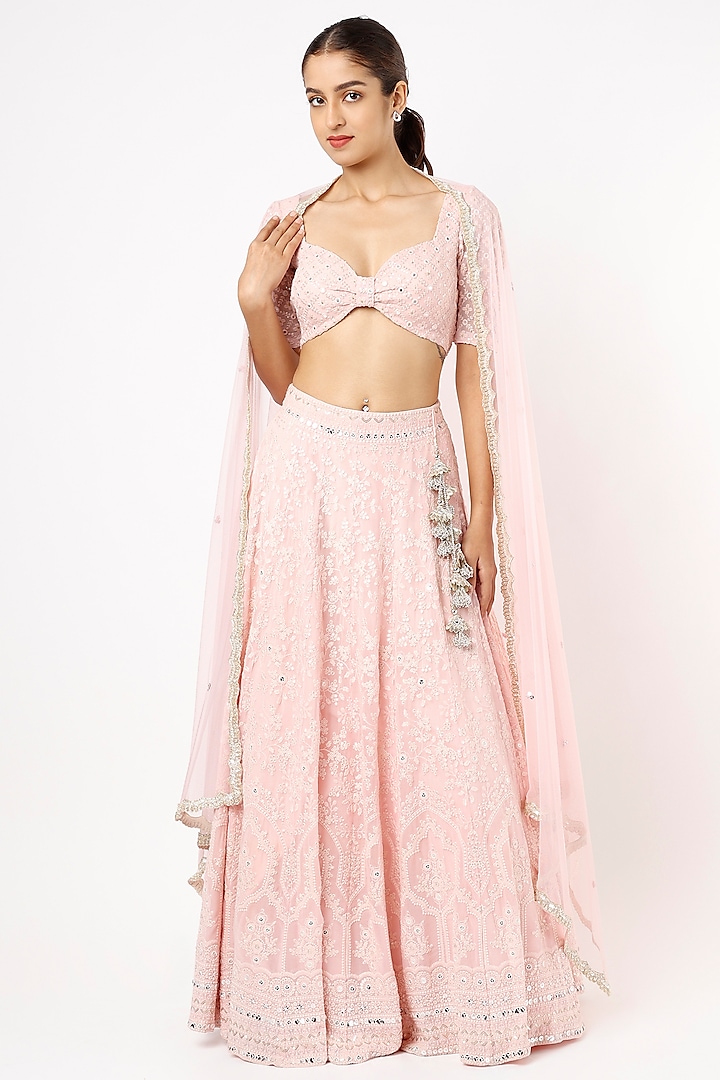 Blush Pink Embroidered Wedding Lehenga Set by Renee Label at Pernia's Pop Up Shop
