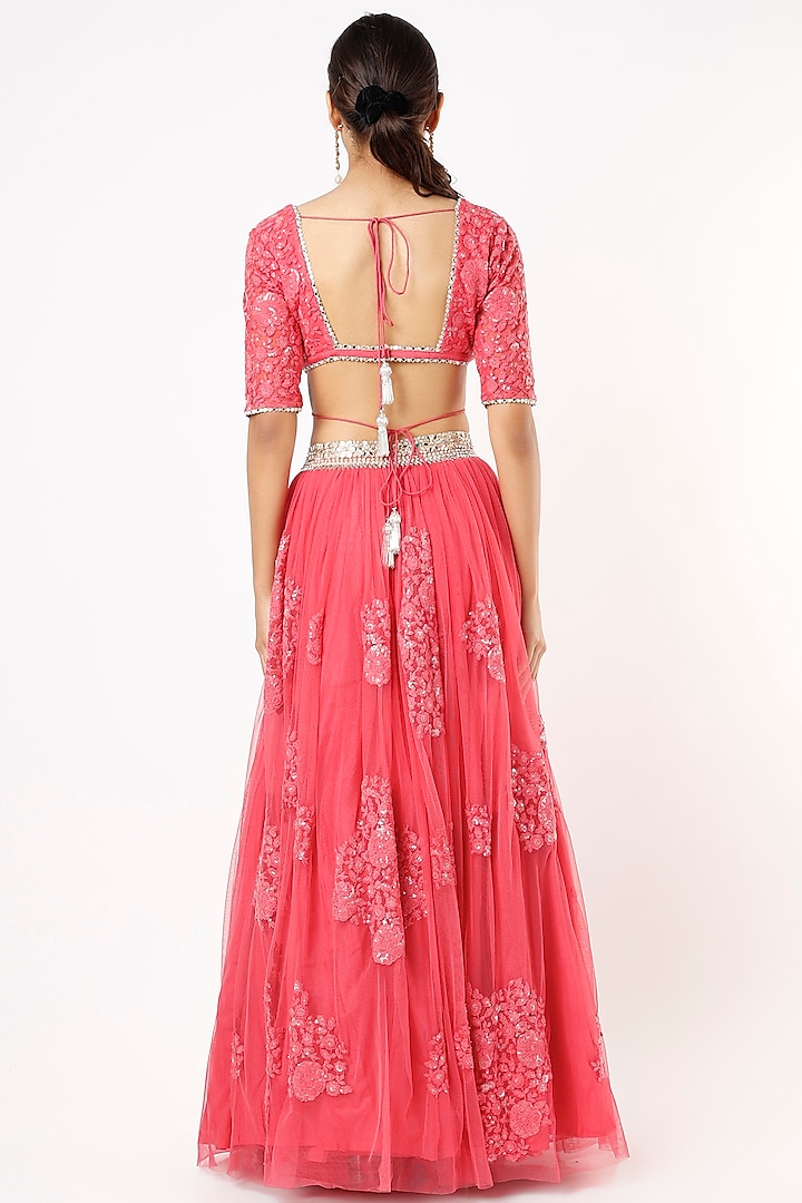 Raspberry Pink Embroidered Wedding Lehenga Set by Renee Label at Pernia's Pop Up Shop
