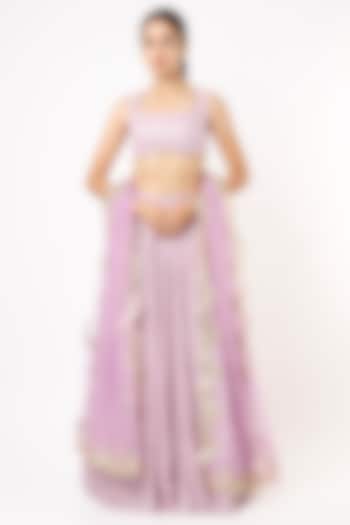Lilac Embroidered Lehenga Set by Renee Label