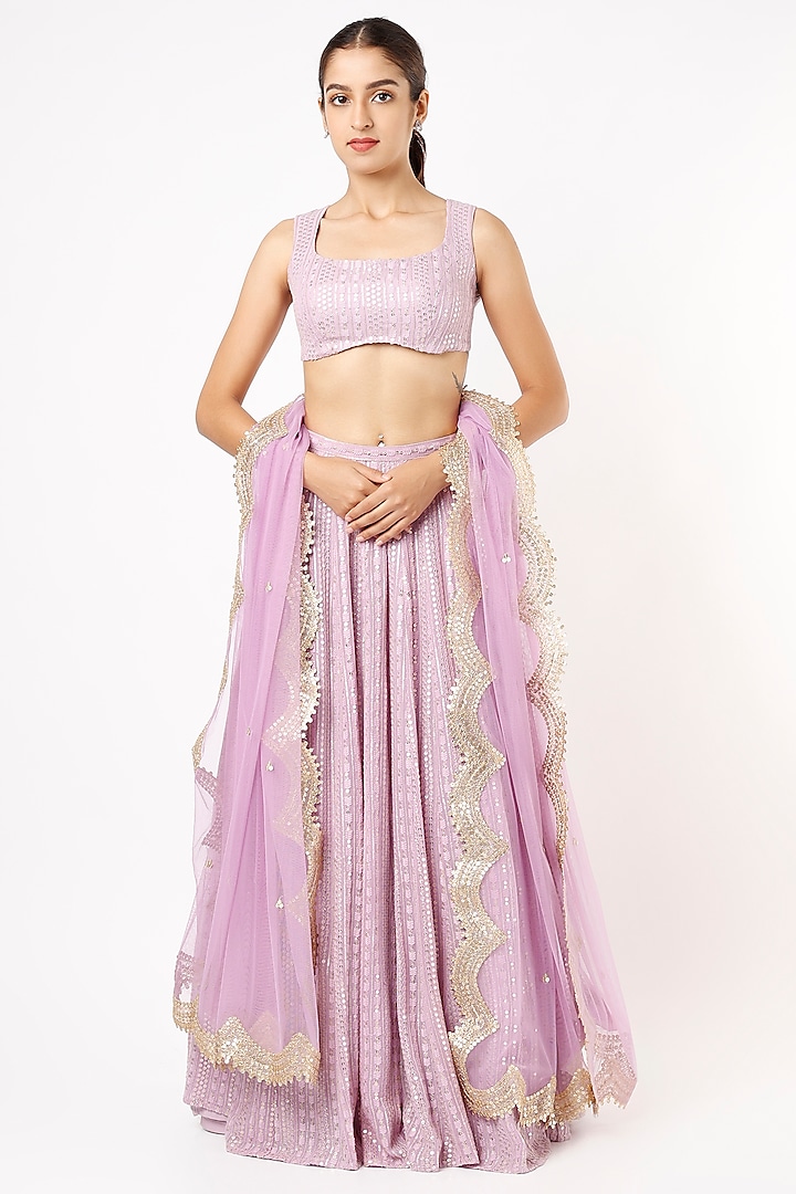 Lilac Embroidered Lehenga Set by Renee Label
