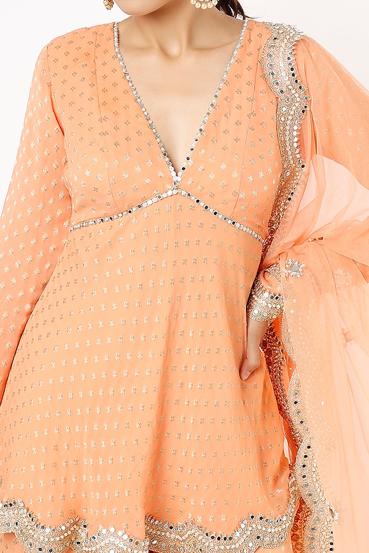 Tangerine Embroidered Banarasi Wedding Sharara Set by Renee Label at Pernia's Pop Up Shop