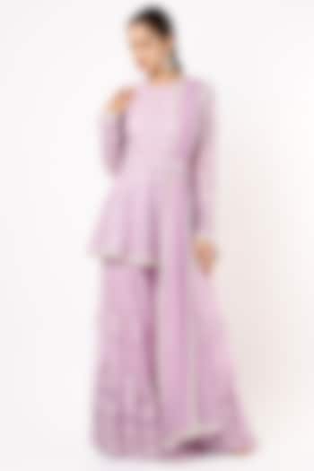 Lilac Embroidered Sharara Set by Renee Label