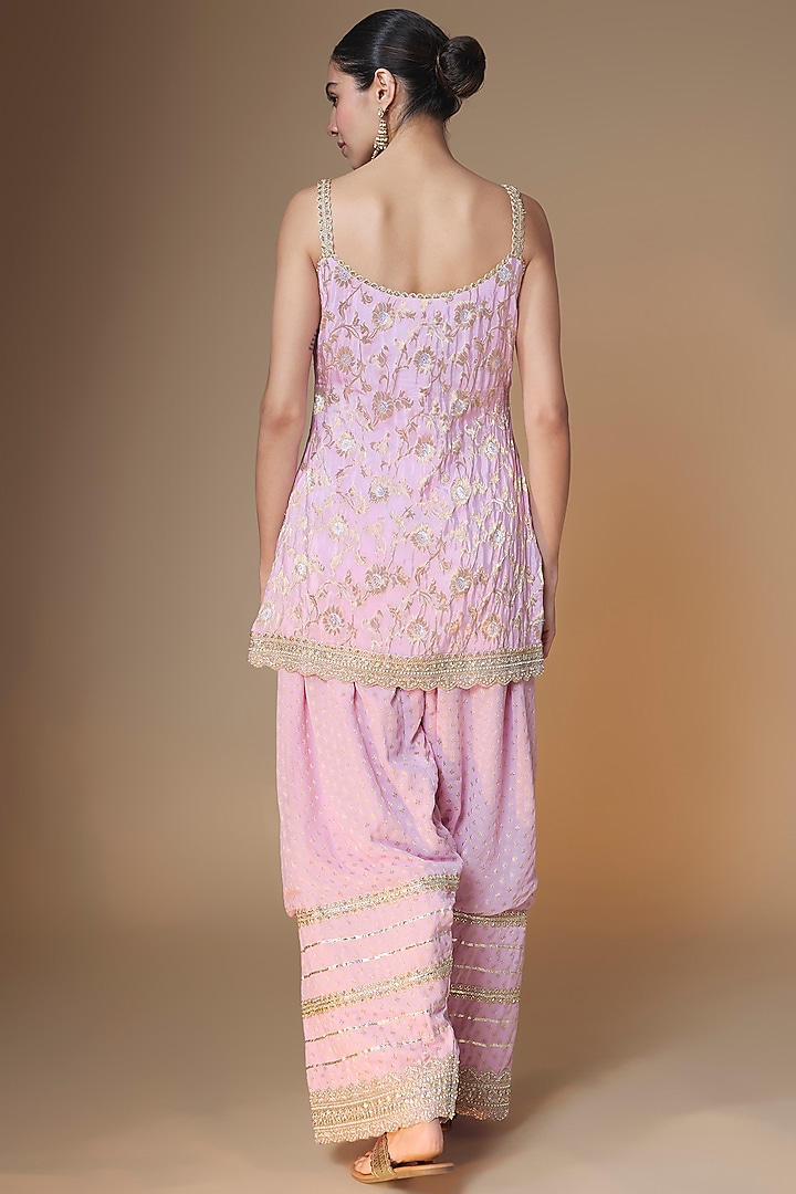 Lilac Banarasi Silk Sequins & Cutdana Embroidered Kurta Set by Renee Label at Pernia's Pop Up Shop