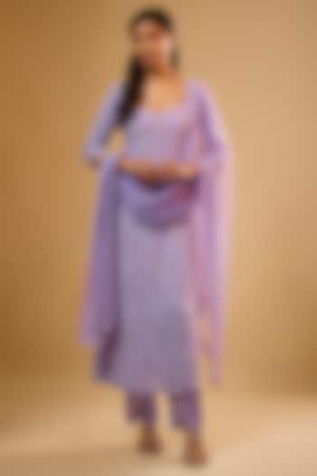 Lavender Viscose Georgette Sequins Embroidered Kurta Set by Renee Label at Pernia's Pop Up Shop