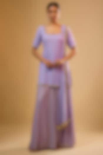 Purple Viscose Georgette Sequins Embroidered Wedding Sharara Set by Renee Label at Pernia's Pop Up Shop