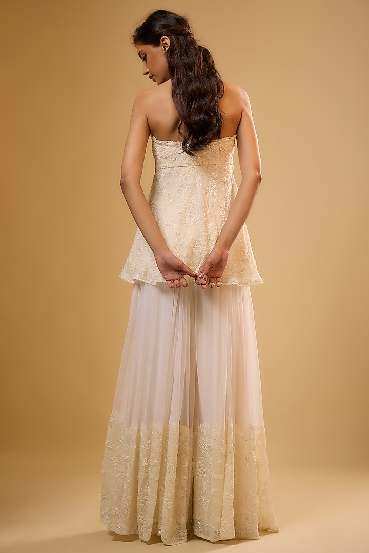 Ivory Soft Net Wedding Sharara Set by Renee Label at Pernia's Pop Up Shop