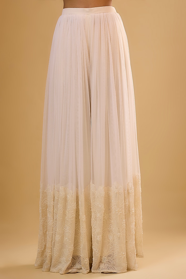 Ivory Soft Net Wedding Sharara Set by Renee Label at Pernia's Pop Up Shop