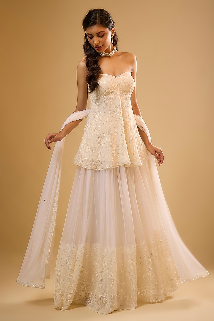 Ivory Soft Net Wedding Sharara Set by Renee Label at Pernia's Pop Up Shop
