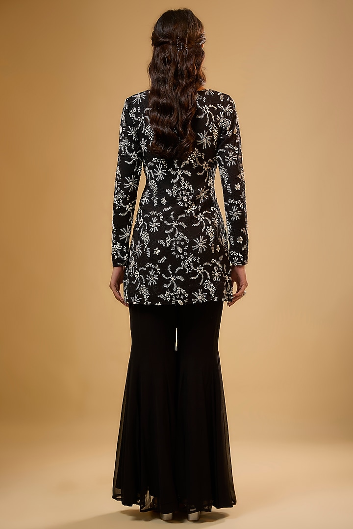 Black Viscose Georgette Wedding Sharara Set by Renee Label at Pernia's Pop Up Shop