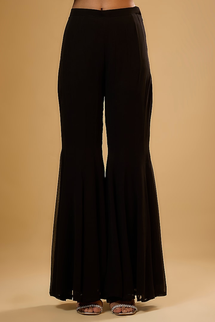 Black Viscose Georgette Wedding Sharara Set by Renee Label at Pernia's Pop Up Shop