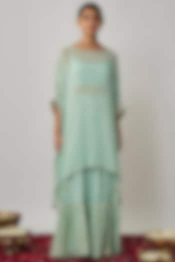 Mint Viscose Georgette Thread & Sequins Embroidered Kaftan Set by Renee Label at Pernia's Pop Up Shop