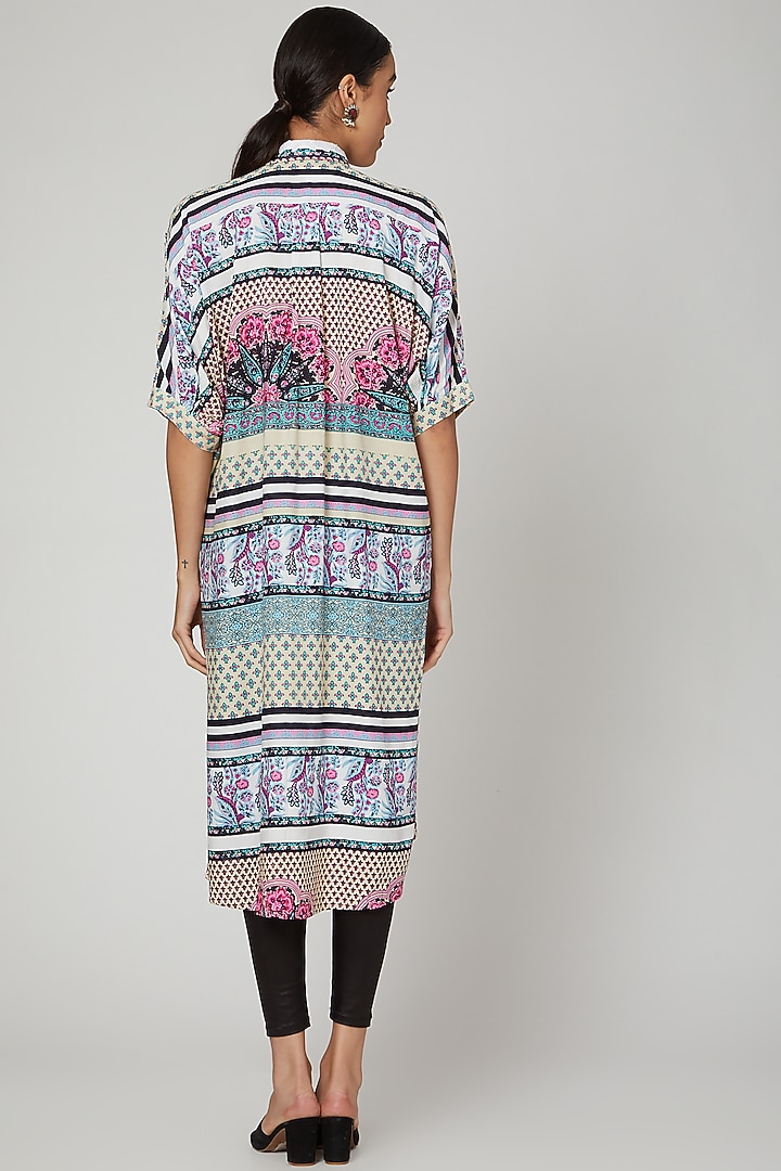 Powder Blue Printed & Embroidered Tunic by Renee Label at Pernia's Pop Up Shop