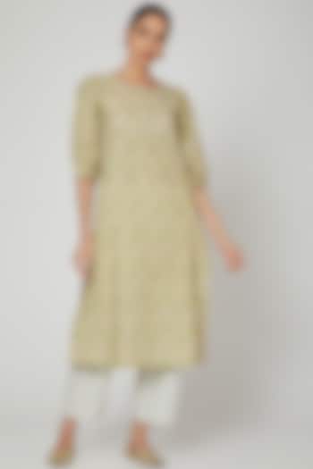 Lime Printed Kurta With Pants by Renee Label
