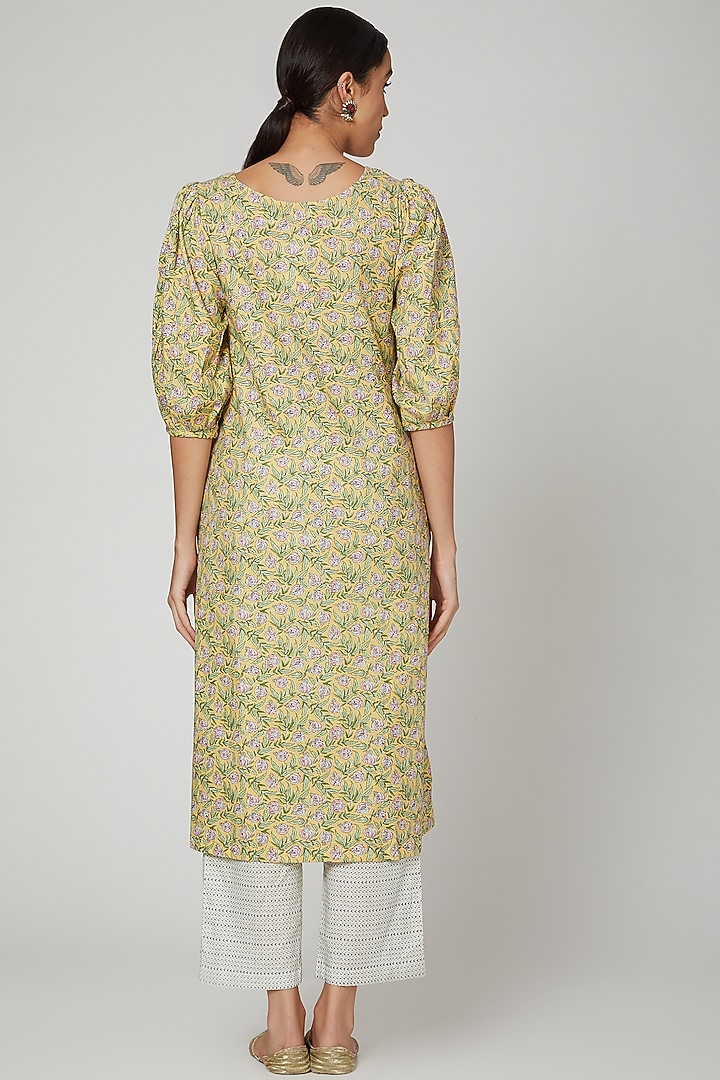Lime Printed Kurta With Pants by Renee Label at Pernia's Pop Up Shop