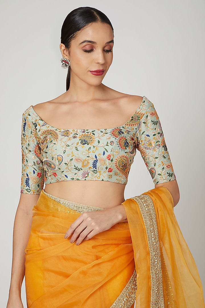Mango Embroidered Party Wear Saree Set by Renee Label at Pernia's Pop Up Shop