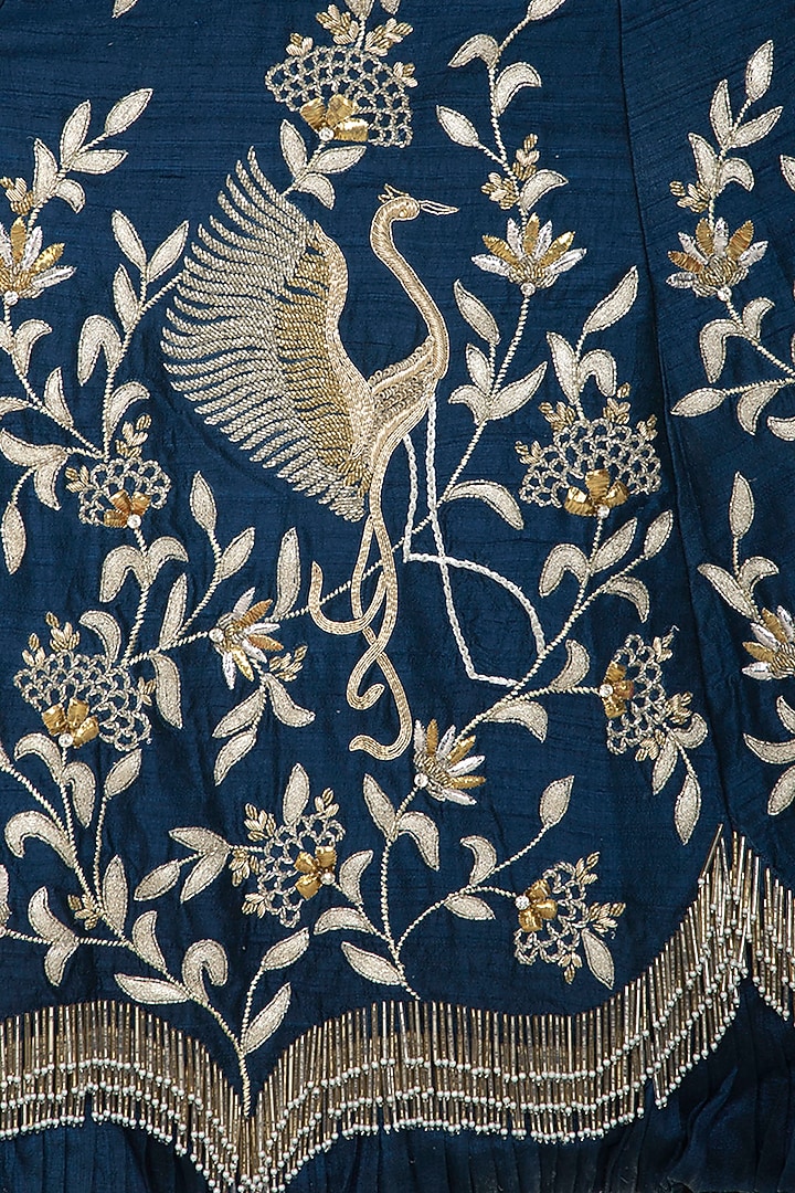Midnight Blue Embroidered Bridal Lehenga Set by Renee Label at Pernia's Pop Up Shop