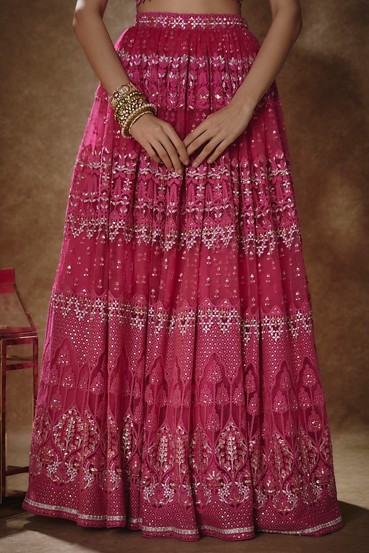Pink Soft Net Dori Embroidered Wedding Lehenga Set by Renee Label at Pernia's Pop Up Shop