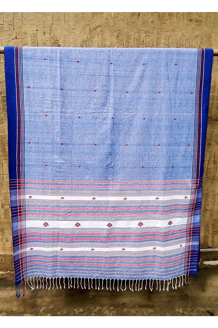 Blue Handmade Saree With Motifs by Renuka Kalita at Pernia's Pop Up Shop