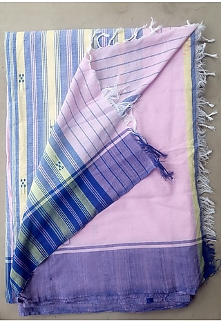 Pink Handmade Saree With Motifs by Renuka Kalita