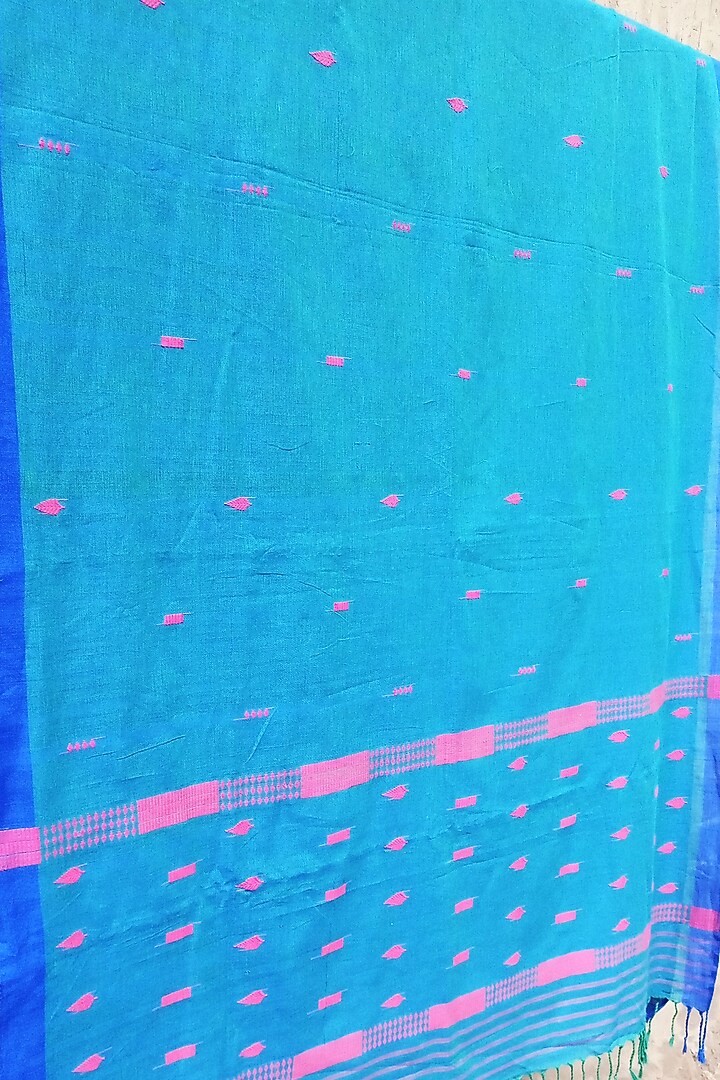 Green Handmade Saree With Motifs by Renuka Kalita at Pernia's Pop Up Shop