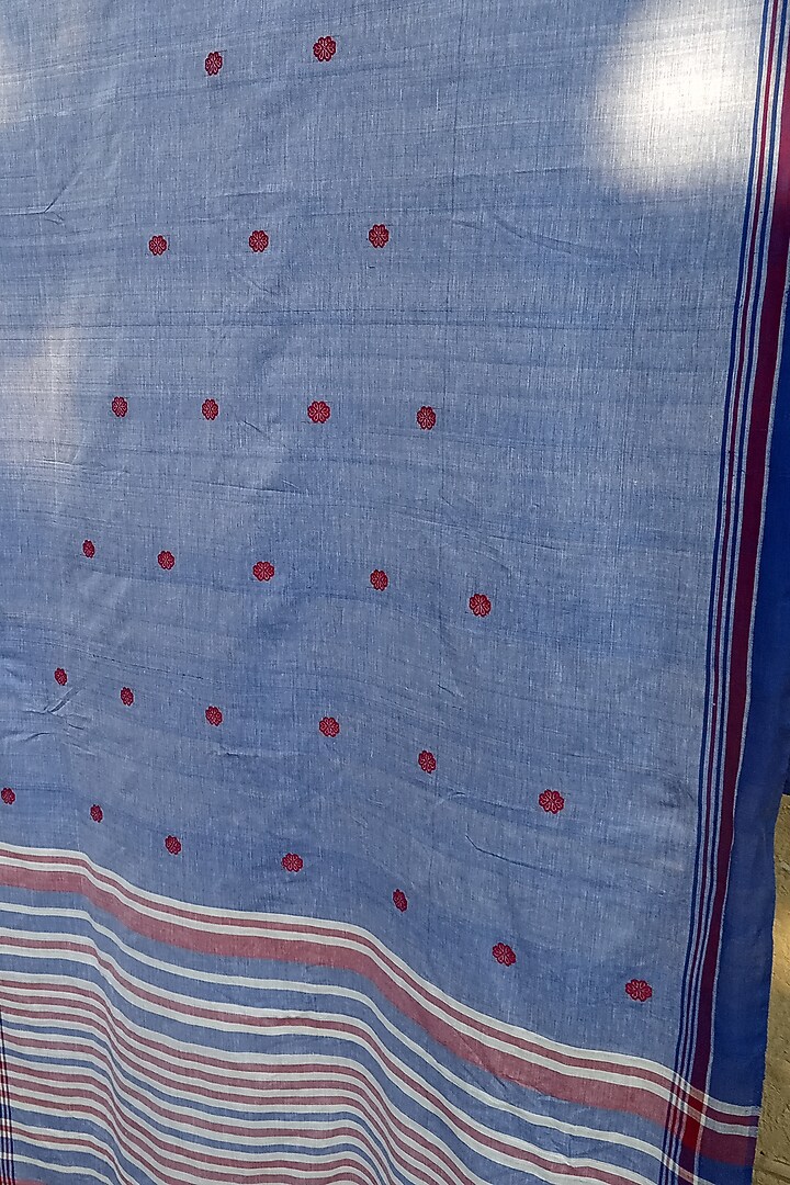 Blue Handmade Saree With Motifs by Renuka Kalita at Pernia's Pop Up Shop