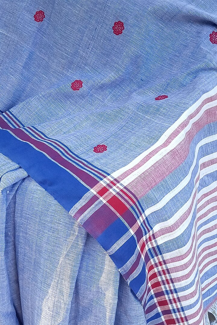 Blue Handmade Saree With Motifs by Renuka Kalita at Pernia's Pop Up Shop