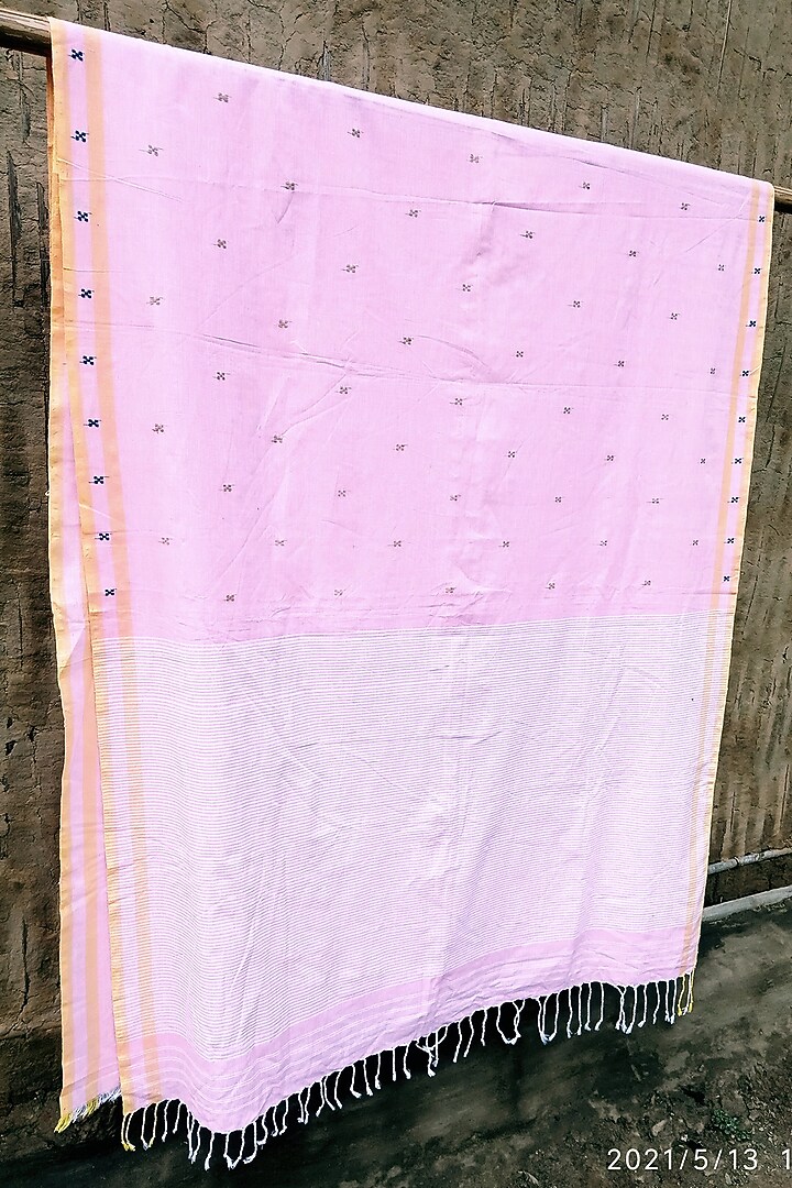 Pink Handmade Saree With Motifs by Renuka Kalita at Pernia's Pop Up Shop