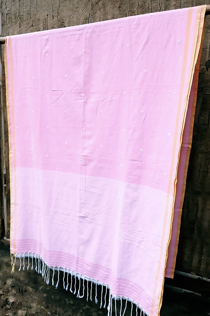 Pink Handmade Saree With Floral Motifs by Renuka Kalita at Pernia's Pop Up Shop