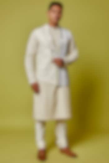 Ivory Kala Cotton Embellished Nehru Jacket With Kurta Set by RE:O:SA
