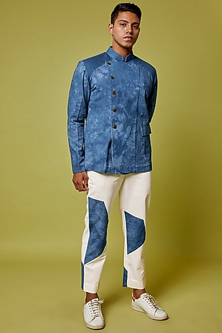 Indigo Cotton Twill Tie-Dye Shirt by RE:O:SA