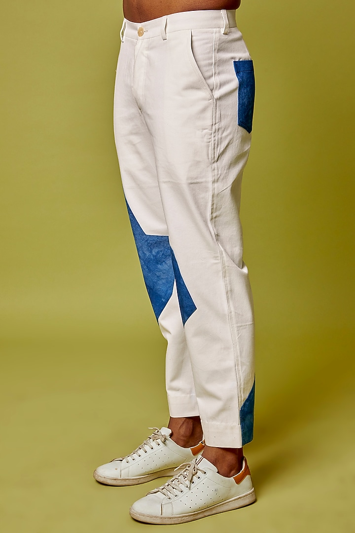 Blue Cotton Wool Embroidered Tie-Dye Draped Kurta Set by RE:O:SA at Pernia's Pop Up Shop