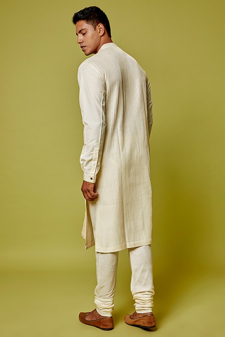 Cream Cotton Silk Kurta Set by RE:O:SA at Pernia's Pop Up Shop