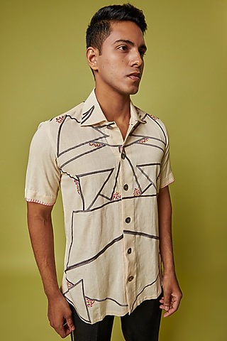 White Kala Cotton Embroidered Shirt by RE:O:SA