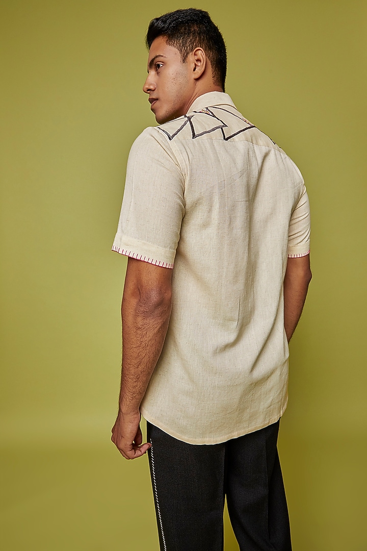 White Kala Cotton Embroidered Party Wear Shirt by RE:O:SA at Pernia's Pop Up Shop