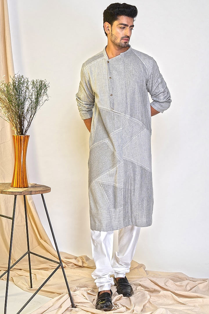 Stone Grey Cotton Wool Kurta by RE:O:SA at Pernia's Pop Up Shop