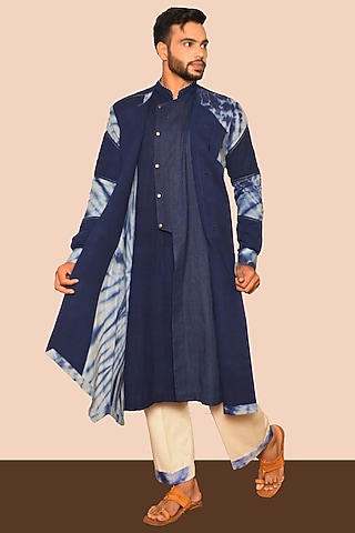 Indigo Tie-Dye Draped Kurta by RE:O:SA