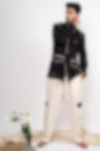 Black Handwoven Kala Cotton Party Wear Shirt by RE:O:SA at Pernia's Pop Up Shop