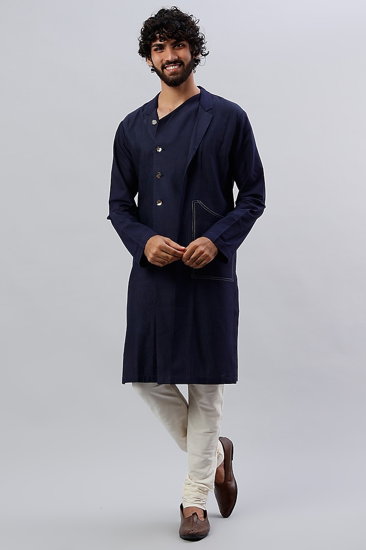 Indigo Cotton Silk Kurta Sets by RE:O:SA at Pernia's Pop Up Shop
