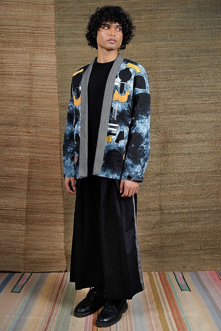 Multi-Colored Ombre Poplin Embroidered Kimono Jacket by RE:O:SA at Pernia's Pop Up Shop