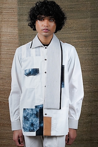 White Poplin Embroidered Shirt by RE:O:SA