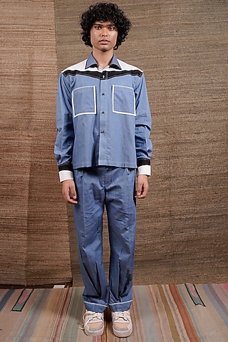 Blue Cotton Denim Co-Ord Set by RE:O:SA