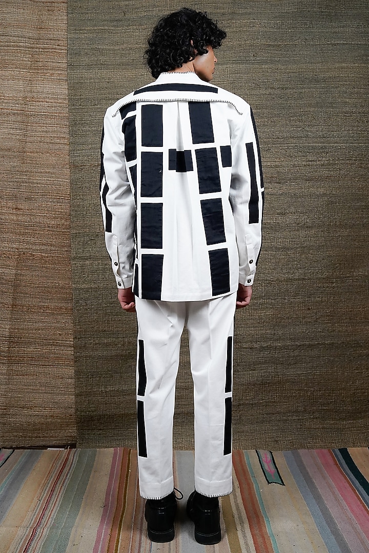 White & Black Cotton Twill Jacket Set by RE:O:SA at Pernia's Pop Up Shop