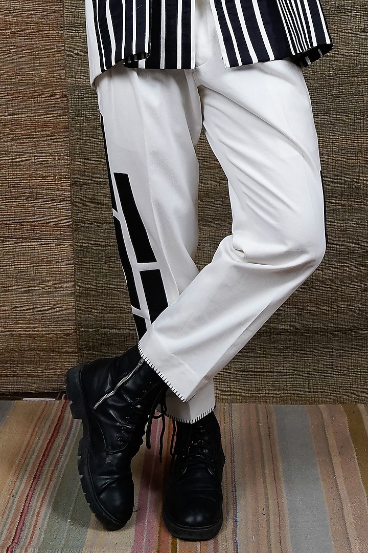 White & Black Cotton Twill Jacket Set by RE:O:SA at Pernia's Pop Up Shop
