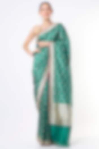 Aqua Green Handwoven Katan Silk Saree Set by Resa by Ushnakmals